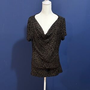 dressbarn Black and Gold Patterned Blouse